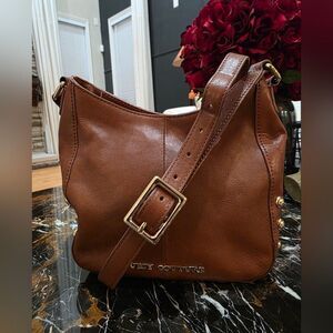 Vintage Juicy Couture Leather Tan Gold Side Studded Hobo Shoulder Handbag Purse